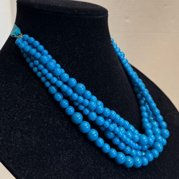 Sugarfix Teal Layered Multi Strand Acrylic Statement Necklace Ribbon Tie Detail - Picture 5 of 16